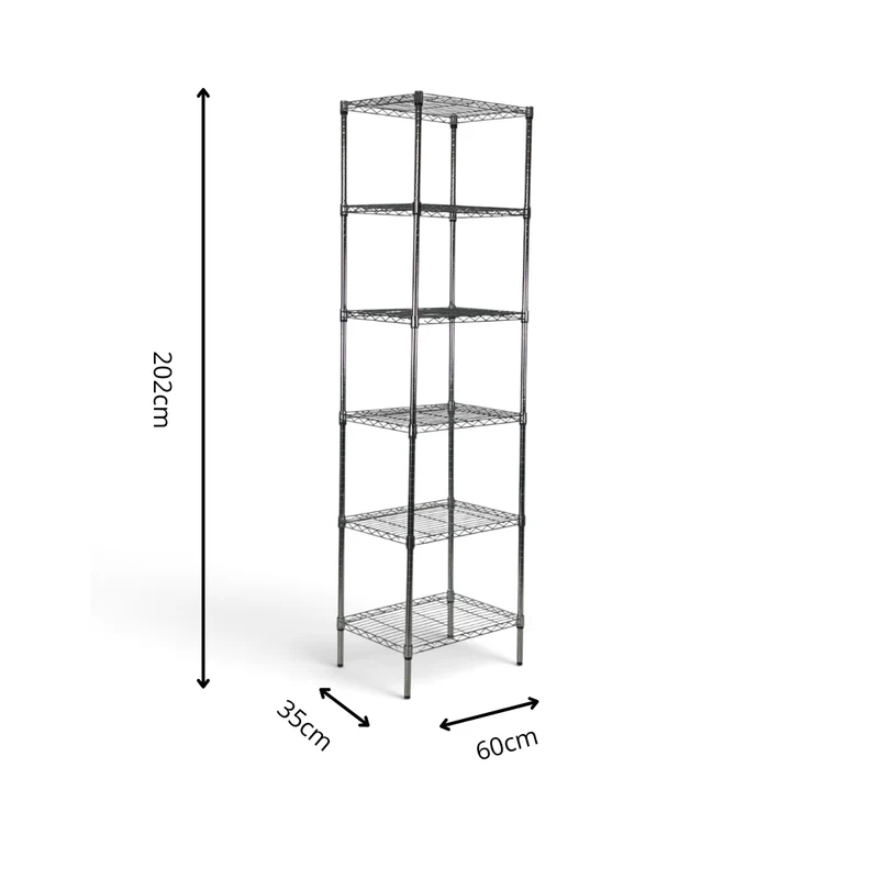Scaffale Metallika H 202cm – 6 Ripiani 60×35 cm