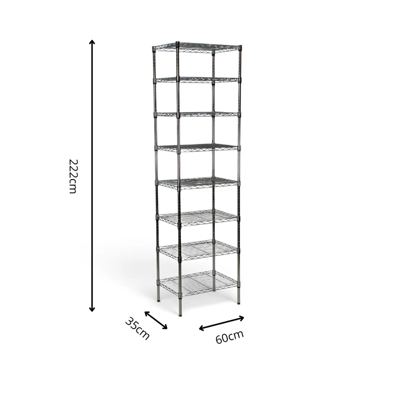 Scaffale Metallika H 222cm – 8 Ripiani 60×35 cm