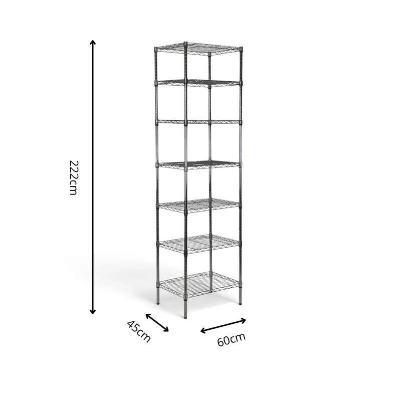 Scaffale Metallika H 222cm – 7 Ripiani 60×45 cm