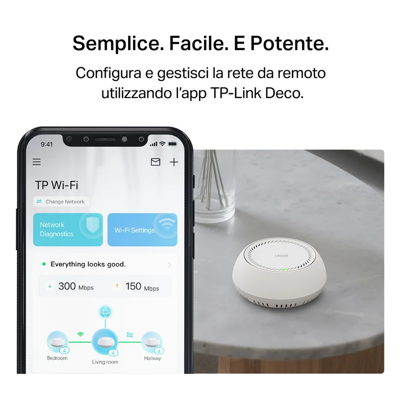 Deco BE65-PoE Sistema Mesh Wi-Fi 7 Tri-Band BE9300Mbps, 2 Porte 5Gbps, Supporto PoE, 3pz