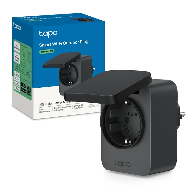 Tapo P410M Presa Smart Esterna Wi-Fi IP54, 16A, Anti-Sovraccarico, Monitoraggio Energia, Controllo Vocale con Alexa, Certificato Matter