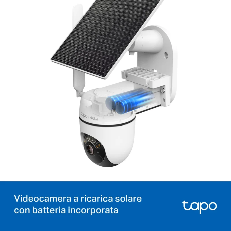 Tapo C615G KIT Telecamera 4G LTE Esterno 2K 3MP con Pannello Solare, 360° PTZ
