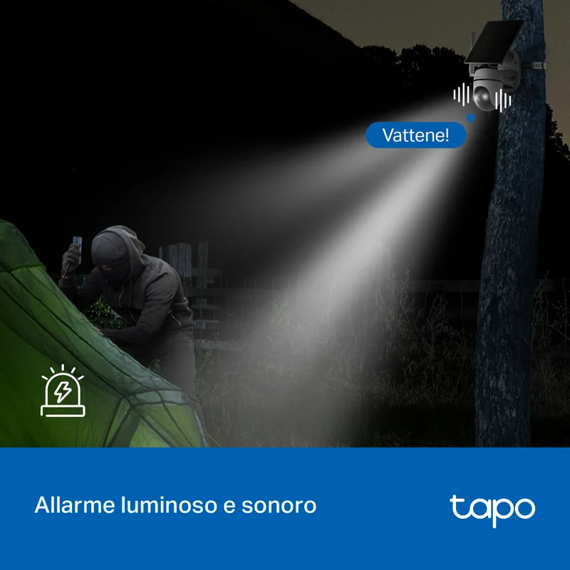 Tapo C615G KIT Telecamera 4G LTE Esterno 2K 3MP con Pannello Solare, 360° PTZ