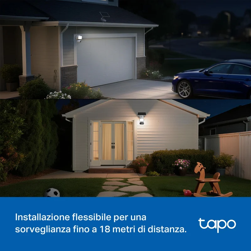 Tapo C615F KIT Telecamera WiFi Esterno 2K 3MP con Pannello Solare, 360° PTZ