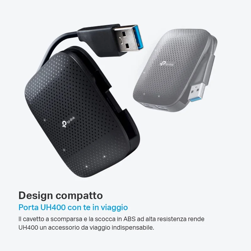UH400 Hub USB 3.0 4 in 1, Design con Cavo Pieghevole