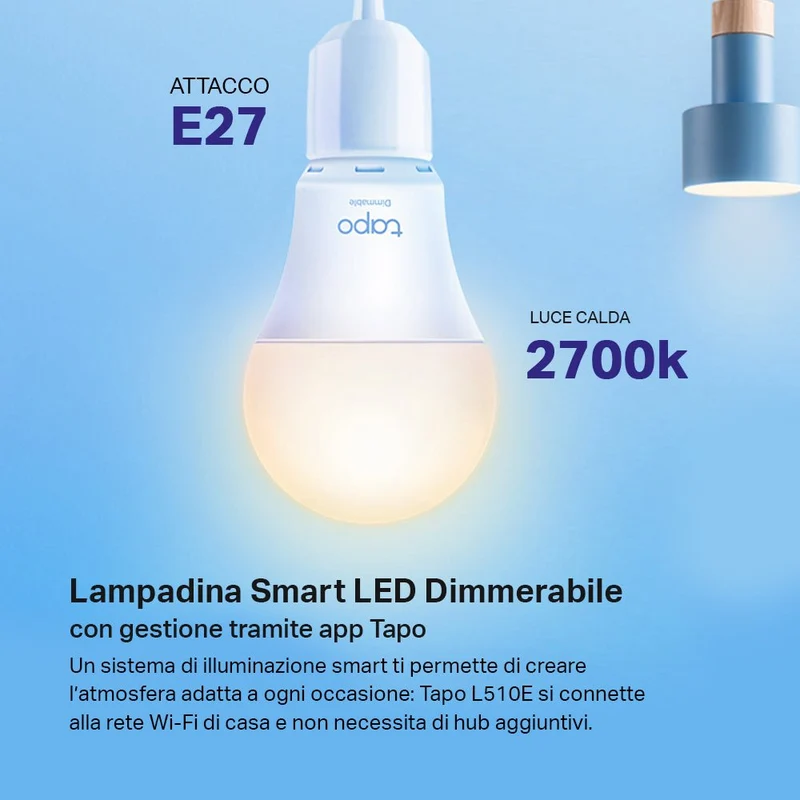 Tapo L510E Lampadina Smart WiFi E27 Luce Calda 806lm 9W Alexa Google, 2pz