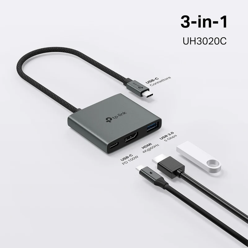 UH3020C Hub USB-C 3 in 1, HDMI 4K@60Hz