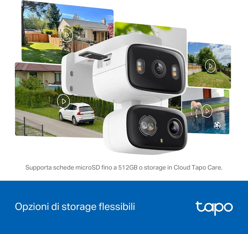 Tapo C246D Telecamera WiFi Esterno Doppio Obiettivo 3MP+3MP, 360° PTZ