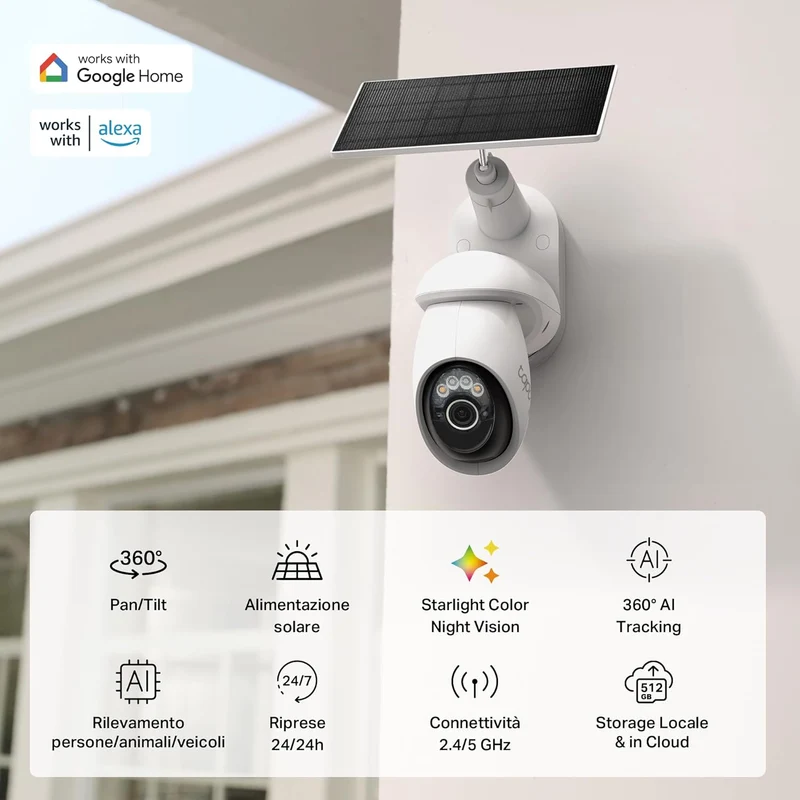 Tapo C660 KIT Telecamera WiFi Esterno 4K 8MP Batteria, Starlight, 360° PTZ