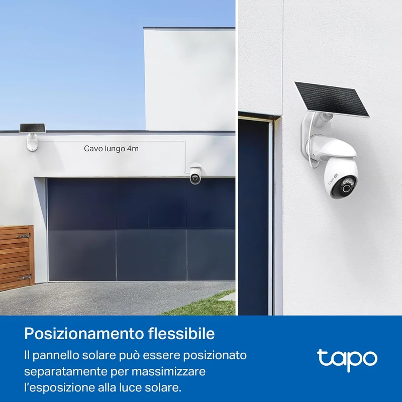 Tapo C660 KIT Telecamera WiFi Esterno 4K 8MP Batteria, Starlight, 360° PTZ
