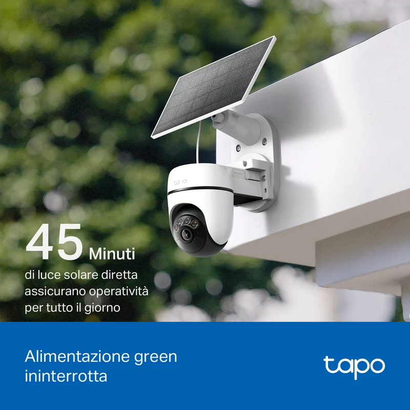 Tapo C610 KIT Telecamera WiFi Esterno 2K 3MP Senza Fili con Pannello Solare, 360° PTZ