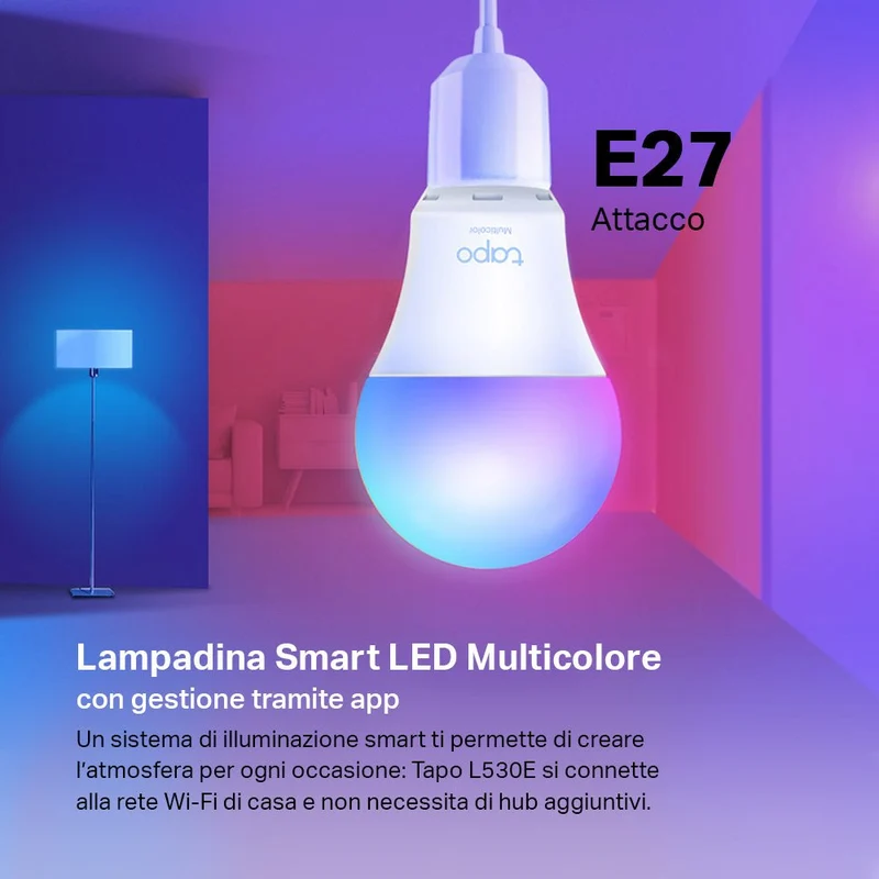 Tapo L530E Lampadina LED Smart Wi-Fi Multicolore E27, Controllo Vocale con Alexa, 4pz