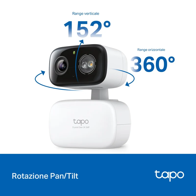 Tapo C216 Telecamera WiFi Interno/Esterno 2K 3MP, Visione a Colori, 360° PTZ