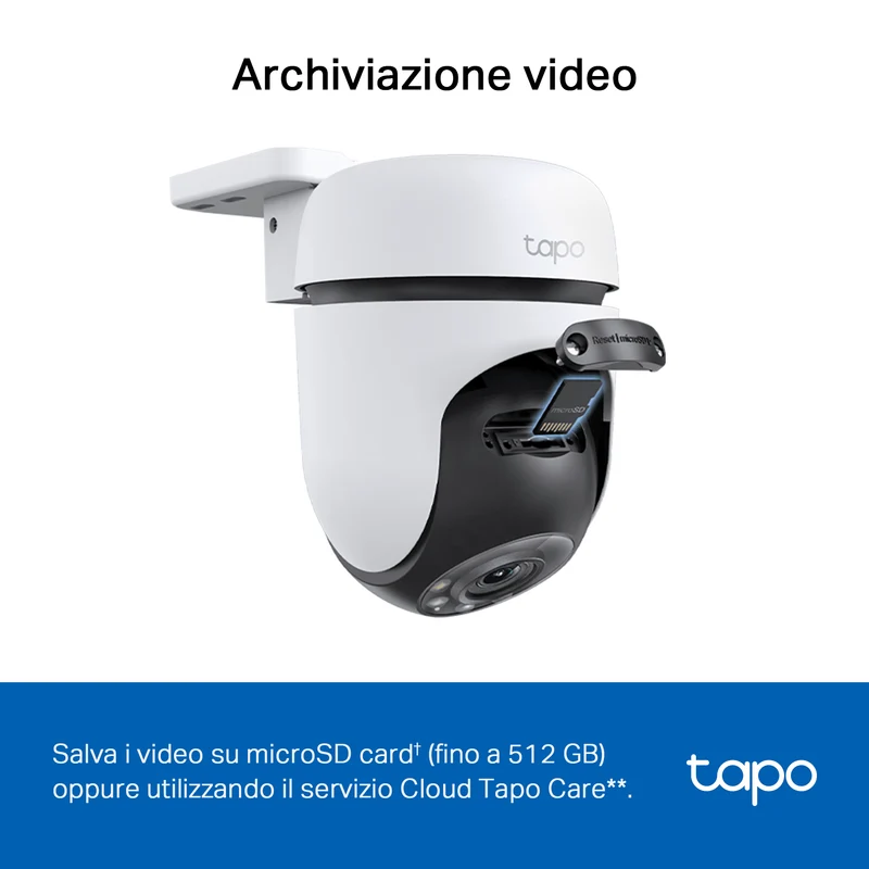 Tapo C510W Telecamera WiFi Esterno 2K 3MP, Visione a Colori, 360° PTZ