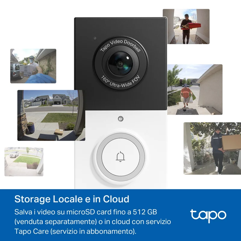 Tapo D210 Video Campanello 2K 3MP, Visione Notturna a Colori, Batteria 6400mAh