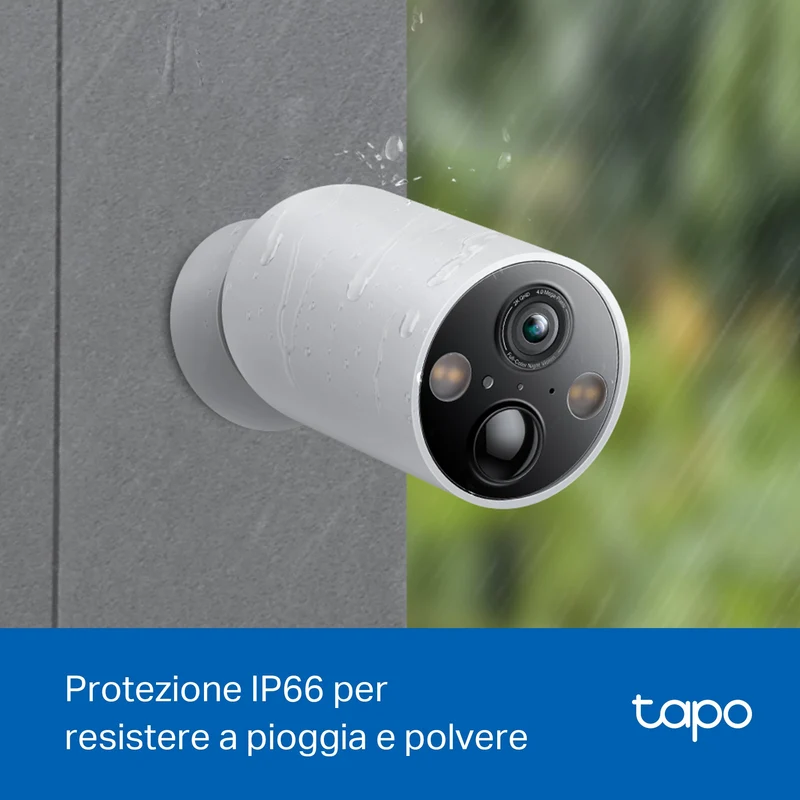 Tapo C425 Telecamera WiFi Esterno 2K 4MP Batteria, Base Magnetica, 4pz