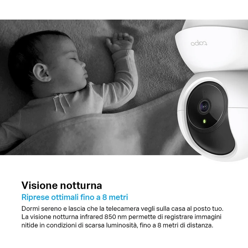 Tapo C200 Telecamera Wi-Fi Interno 1080P FHD, 360° Visuale, 2pz