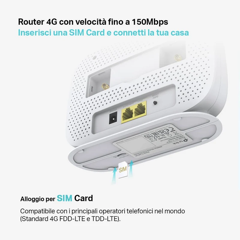 TL-MR105 Router WiFi con SIM 4G LTE CAT4 N300Mbps