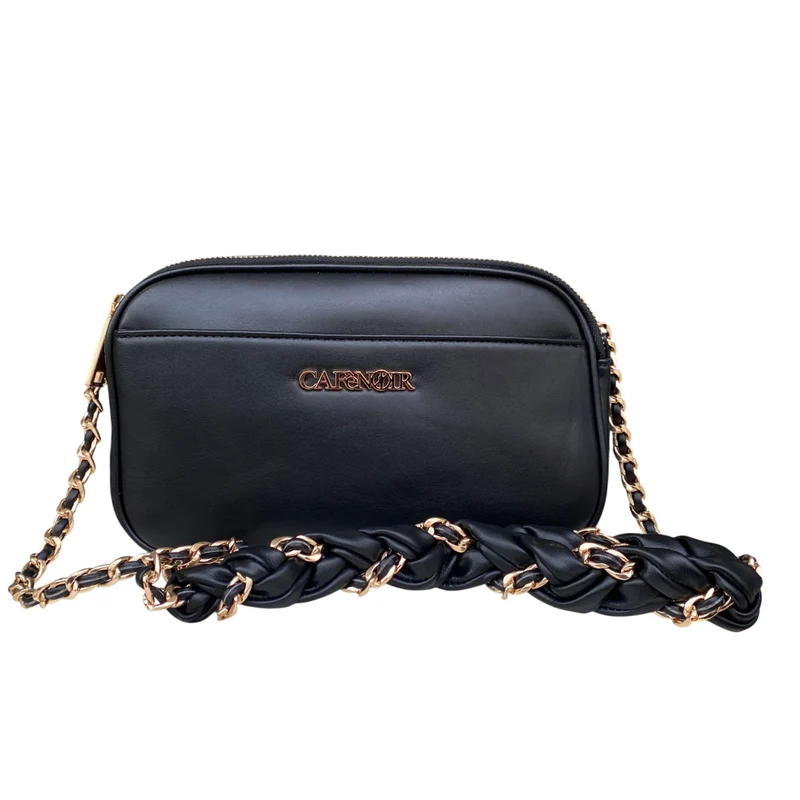 CafèNoir borsa a spalla con doppia zip e tracolla a catena C3YG0813 N001 nero
