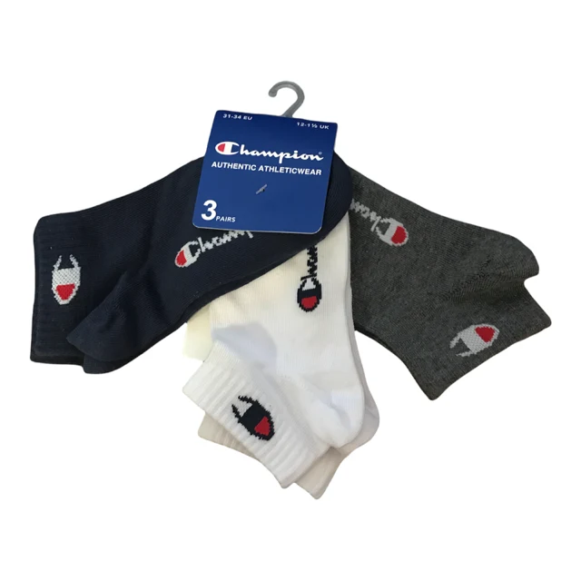 Champion Calzino Quarter Logo al malleolo U34576 BS501 confezione da 3 paia navy-white-grey