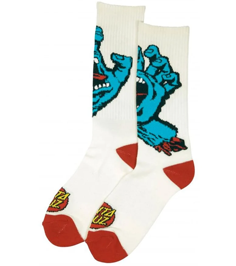 Santa Cruz calza per il tempo libero Screaming Hand Socks SCA-SCK-0106 white