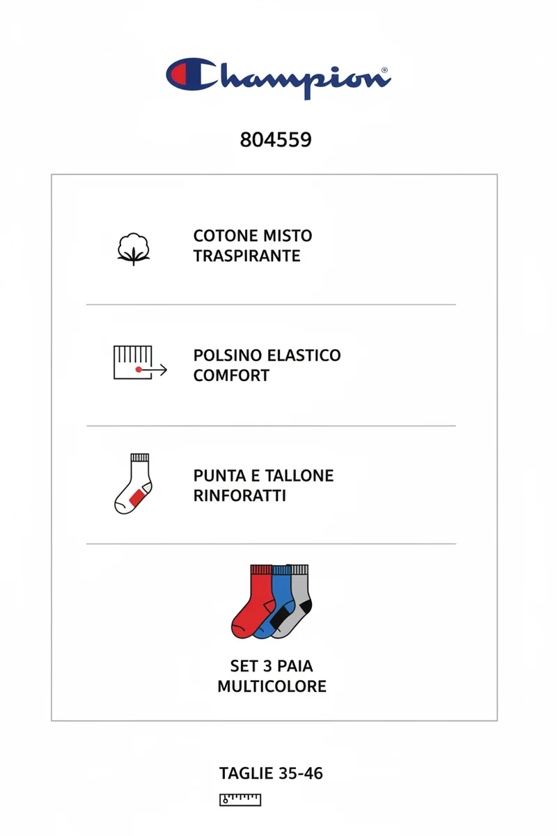 Champion Calze Corte 804559 Set 3 Paia Cotone Unisex