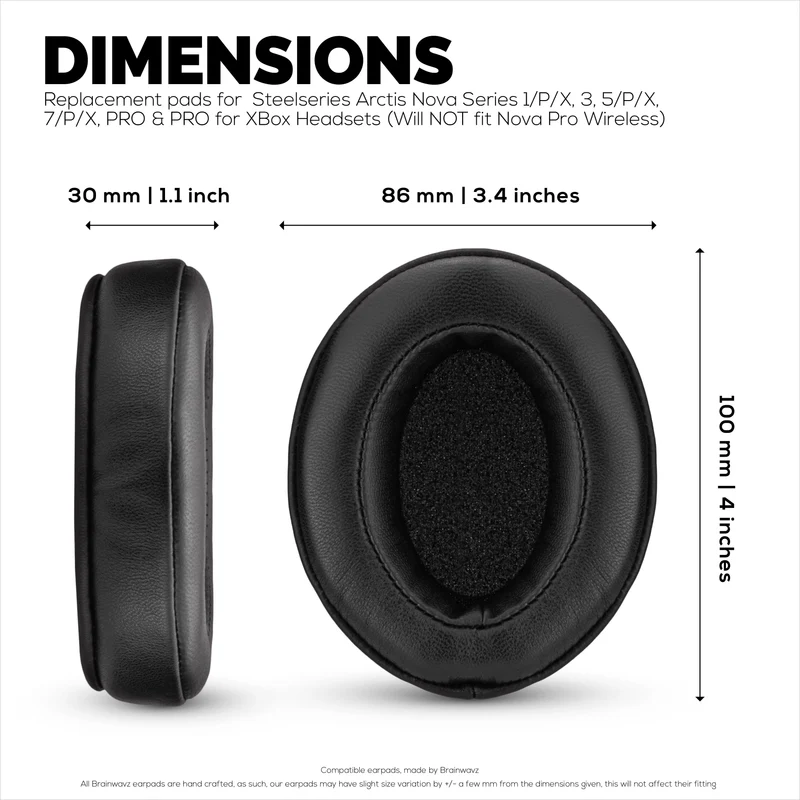 Mga Pamalit na Earpad na Gawa sa Katad para sa Steelseries Arctis Nova Series 1/P/X 3 5/P/X 7/P/X PRO at PRO para sa mga XBox Headset, Malambot na Tunay na Katad + Memory Foam