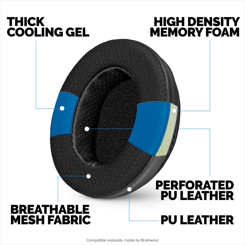 Mga Hybrid Replacement Earpad para sa Steelseries Arctis Nova Series 1/P/X 3 5/P/X 7/P/X PRO at PRO para sa XBox Headset, Malambot na Gel, Nakahingang Tela na may PU Leather at Memory Foam