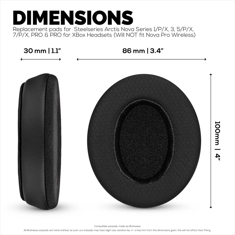 Mga Hybrid Replacement Earpad para sa Steelseries Arctis Nova Series 1/P/X 3 5/P/X 7/P/X PRO at PRO para sa XBox Headset, Malambot na Gel, Nakahingang Tela na may PU Leather at Memory Foam
