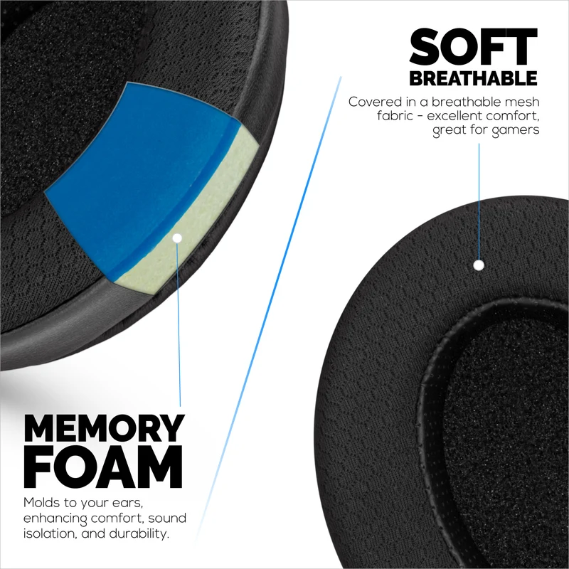 Mga Hybrid Replacement Earpad para sa Steelseries Arctis Nova Series 1/P/X 3 5/P/X 7/P/X PRO at PRO para sa XBox Headset, Malambot na Gel, Nakahingang Tela na may PU Leather at Memory Foam