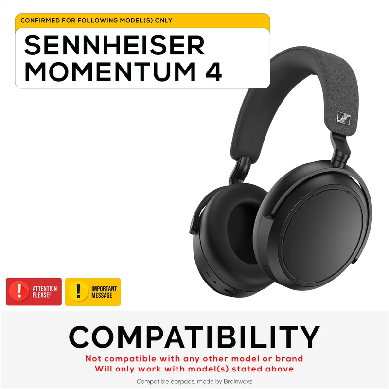 Mga Hybrid Replacement Earpad para sa Sennheiser Momentum 4 Headphones, Soft Cooling Gel, Silky Soft Breathable Fabric na may PU Leather at Memory Foam