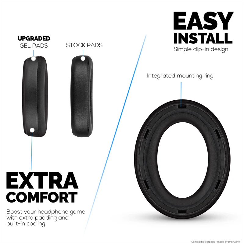 Mga Hybrid Replacement Earpad para sa Sennheiser Momentum 4 Headphones, Soft Cooling Gel, Silky Soft Breathable Fabric na may PU Leather at Memory Foam