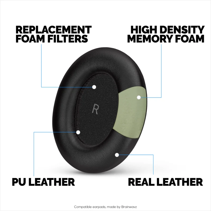 Cuscinetti auricolari di ricambio per cuffie Sennheiser Momentum 4 - Vera pelle morbida + schiuma memory per un comfort extra