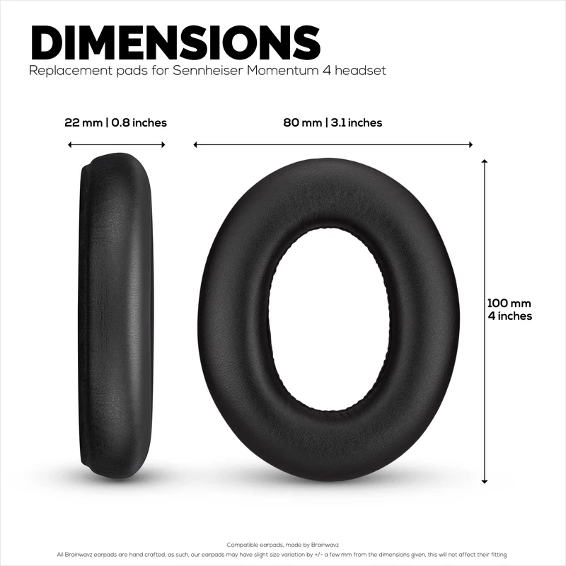 Cuscinetti auricolari di ricambio per cuffie Sennheiser Momentum 4 - Vera pelle morbida + schiuma memory per un comfort extra