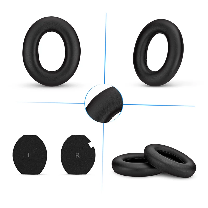 Cuscinetti auricolari di ricambio per cuffie Sennheiser Momentum 4 - Vera pelle morbida + schiuma memory per un comfort extra