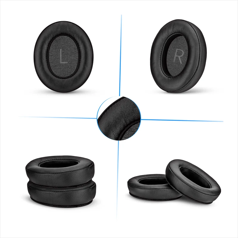 Cuscinetti auricolari di ricambio per cuffie Sennheiser Momentum 3 - Vera pelle morbida + schiuma memory per un comfort extra