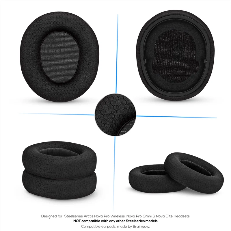 Mga Earpad na gawa sa Tela para sa Steelseries Arctis Nova Pro Wireless, Nova Pro Omni at Nova Elite Headsets, Breathable Mesh Fabric at High-Grade Memory Foam