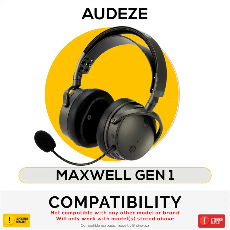 Cuscinetti auricolari angolati di ricambio ibridi per cuffie Audeze Maxwell (GEN 1), in gel morbido, tessuto traspirante setoso con inserti in pelle PU e memory foam.
