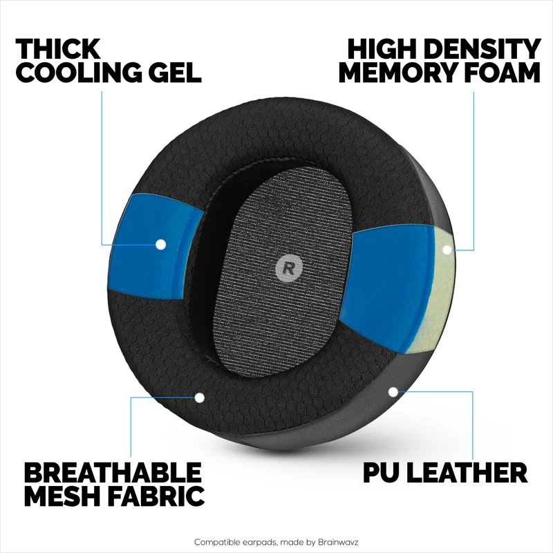 Mga Hybrid Replacement Angled Earpad para sa Audeze Maxwell (GEN 1) Headsets, Soft Gel, Breathable Mesh Fabric na may PU Leather at Memory Foam