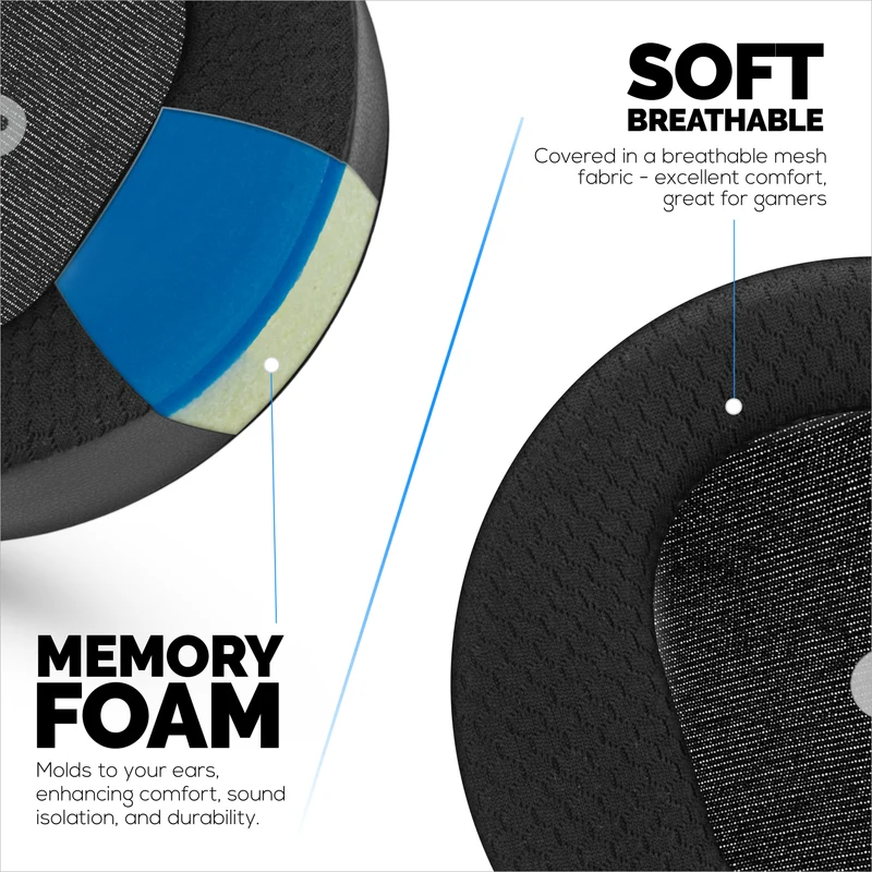 Mga Hybrid Replacement Angled Earpad para sa Audeze Maxwell (GEN 1) Headsets, Soft Gel, Breathable Mesh Fabric na may PU Leather at Memory Foam