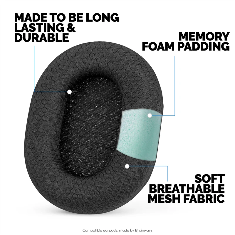 Mga Earpad na gawa sa Mesh Fabric para sa Razer Blackshark V2 Pro 2023 Headset - Nakahingang Tela na gawa sa Mesh at Mataas na Gradong Memory Foam