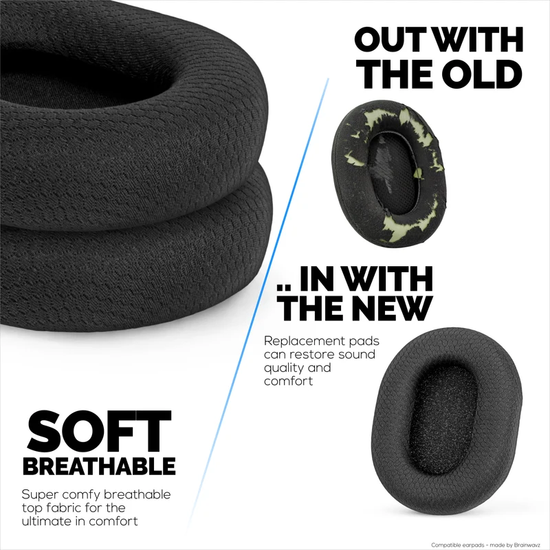 Mga Earpad na gawa sa Mesh Fabric para sa Razer Blackshark V2 Pro 2023 Headset - Nakahingang Tela na gawa sa Mesh at Mataas na Gradong Memory Foam