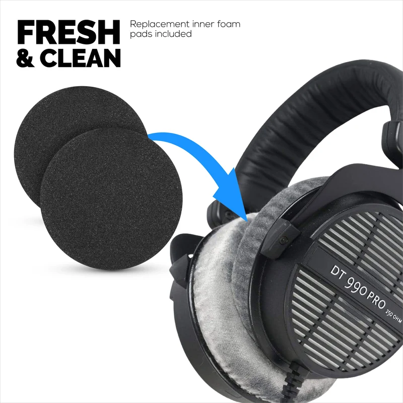 Cuscinetti auricolari di ricambio ibridi per cuffie Beyerdynamic DT990/PRO DT880/PRO MMX300 DT 531 DT 690 e altri modelli. Realizzati in gel rinfrescante, tessuto morbido, pelle PU e memory foam.
