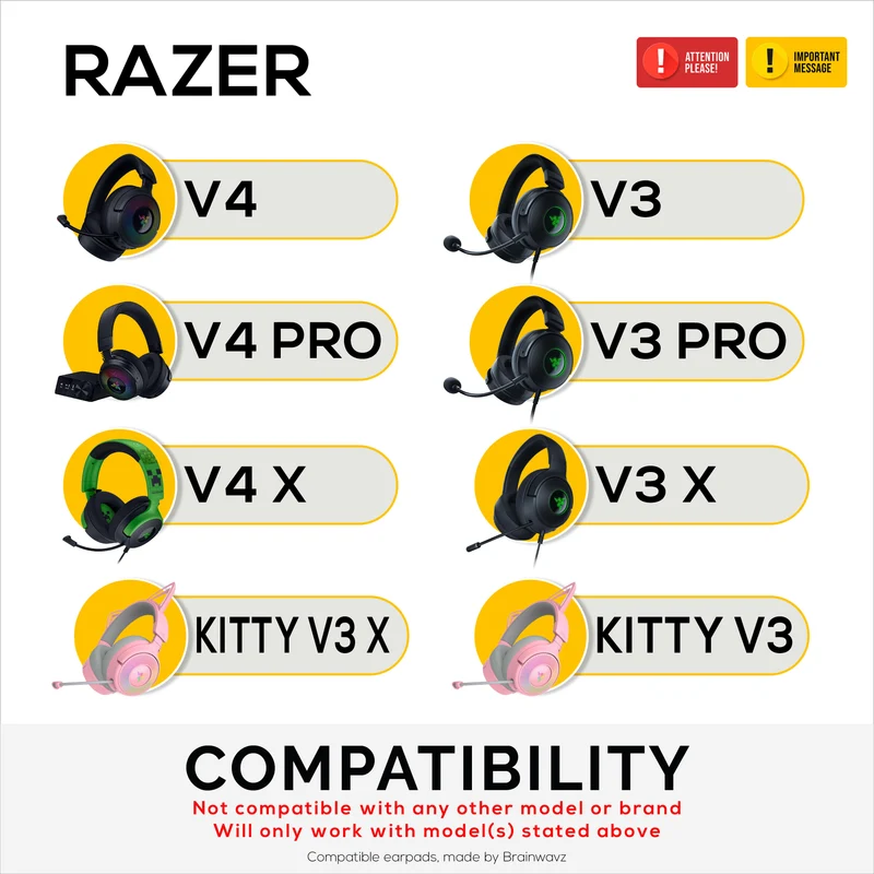 Cuscinetti in tessuto a rete per cuffie Razer Kraken V4/ V4 Pro V4 X V3/ V3 Pro V3 X Kitty V3 Pro Kitty V3 X - Tessuto a rete traspirante e memory foam di alta qualità