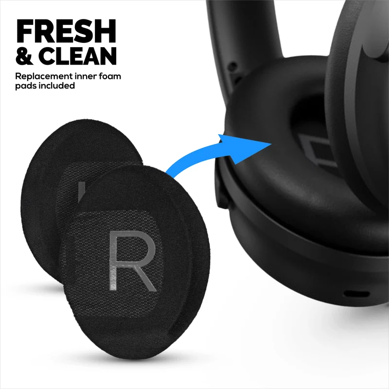 Cuscinetti auricolari di ricambio ibridi per cuffie wireless Bose QuietComfort 45 (QC45), in gel morbido, tessuto traspirante con pelle PU e memory foam, per un comfort extra.