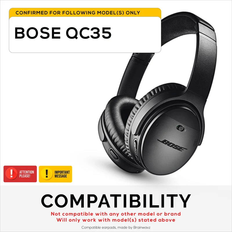 Mga Hybrid Replacement Earpad para sa Bose QuietComfort 35 (QC35) Wireless Headphones, Malambot na Gel, Nakahingang Tela na may PU Leather at Memory Foam