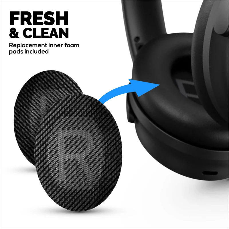 Mga Hybrid Replacement Earpad para sa Bose QuietComfort 35 (QC35) Wireless Headphones, Malambot na Gel, Nakahingang Tela na may PU Leather at Memory Foam