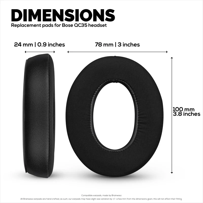 Mga Hybrid Replacement Earpad para sa Bose QuietComfort 35 (QC35) Wireless Headphones, Malambot na Gel, Nakahingang Tela na may PU Leather at Memory Foam