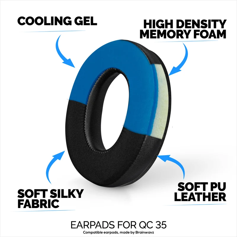 Mga Hybrid Replacement Earpad para sa Bose QuietComfort 25 (QC25) Wireless Headphones, Malambot na Gel, Nakahingang Tela na may PU Leather at Memory Foam