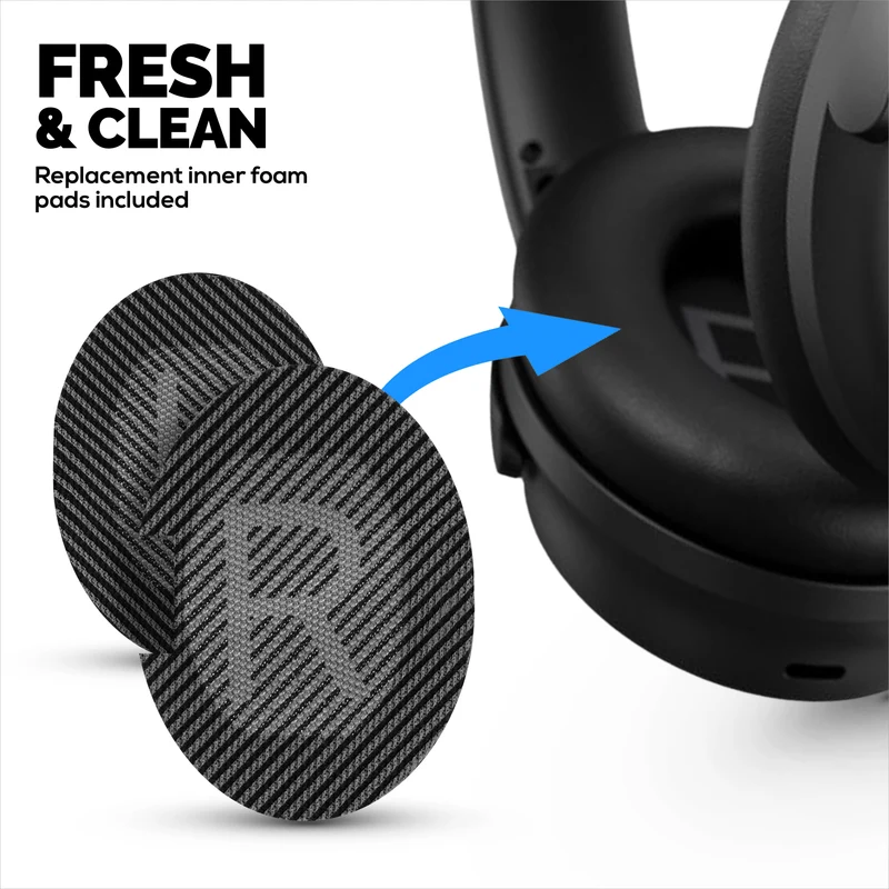 Mga Hybrid Replacement Earpad para sa Bose QuietComfort 25 (QC25) Wireless Headphones, Malambot na Gel, Nakahingang Tela na may PU Leather at Memory Foam